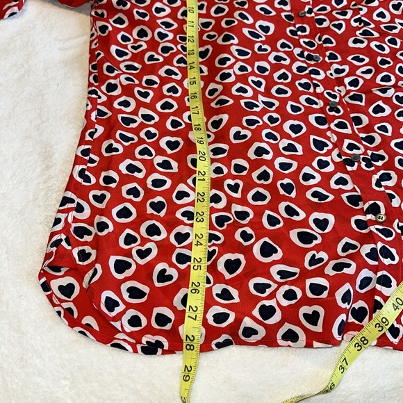 J. Crew red heart print long sleeve blouse shirt size 16 T - Picture 14 of 16